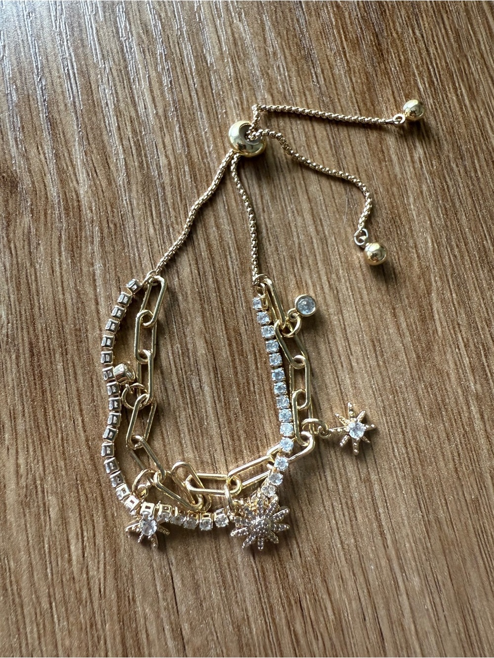 Gold Starburst Adjustable Bracelet with Crystal Accents (from Nordstrom Rack)